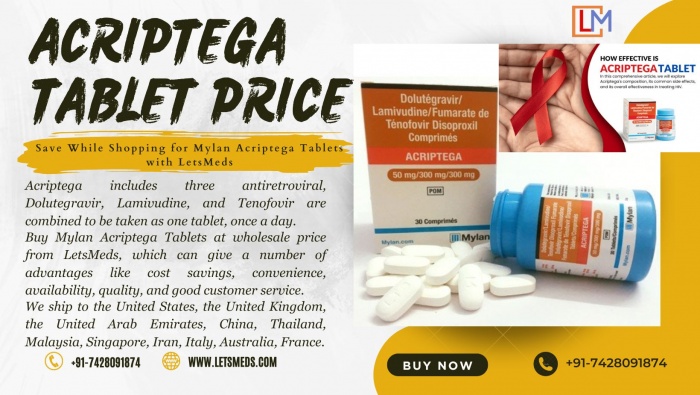 Buy Acriptega Tablet Wholesale Price Online Dolutegravir Lamivudine and Tenofovir Brands Price 